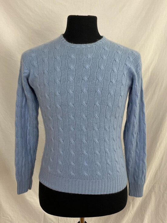 Ralph Lauren Sweaters - Ralph Lauren 100% Cashmere vintage blue cable knit crewneck sweater size S